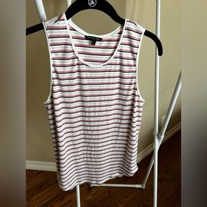 Massimo Dutti, White tank with pink, black and silver stripes. Size Medium.